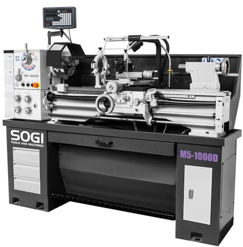 SOGI M5-1000D Tornio parallelo per metalli visualizzato a 2 assi - avanzamenti automatici - 330 x 1000 con accessori