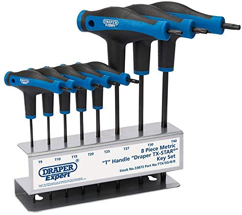 Draper 33872 Expert Tx-Star T Handle Key Set with Soft Grip, 8 Pieces