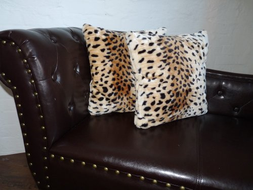 Natur-Fell-Shop Kissen Kissenhülle Dekokissen im Tierfell - Design Tierprint Animal Leopard Modell II (50cm x 50cm)
