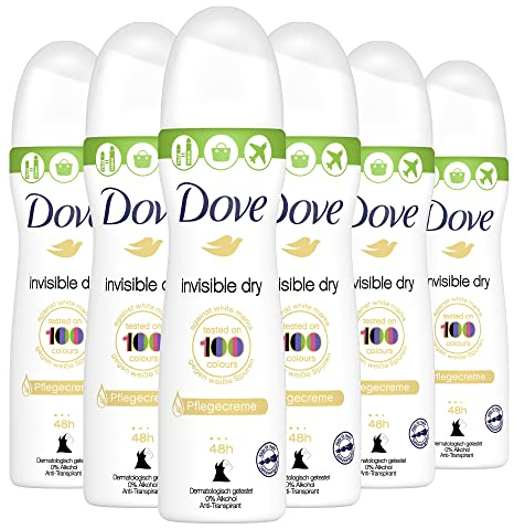 Dove Deo Spray Invisible Dry compressed Anti-Transpirant schützt 48 Stunden vor Körpergeruch und Achselnässe 75 ml 6 Stück