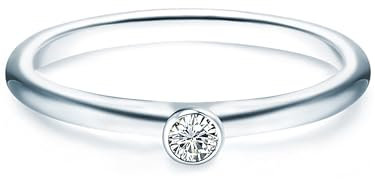 Trilani Damen Solitäring 925/- Sterling Silber mit Zirkonia im Brilliantschliff Verlobungsring Antragsring Silberring Vorsteckring