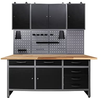 Ondis24 Werkstatteinrichtung 160 cm breit, Werkbank, Werkzeugschrank, Werkzeugwand