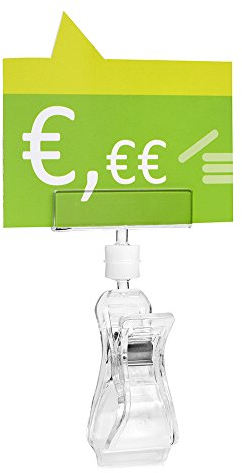 10 Stück Schildhalter für die Preisauszeichnung mit Großer Klammer (Rohre/Materialien bis 30mm Ø)