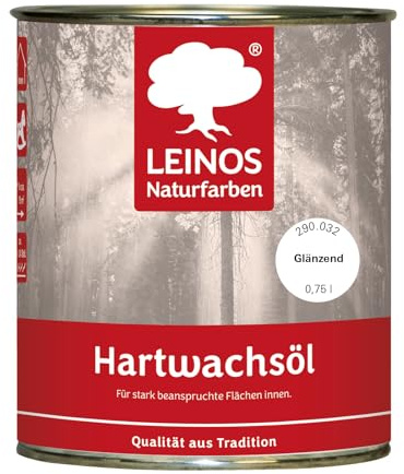 LEINOS Hartwachsöl 0,75 l Glänzend – natürliches, ergiebiges Holzöl für Fußböden, Möbel und Treppen | seidenmatt, pflegend, für alle Innenholzflächen geeignet, schützt vor Feuchtigkeit und Abnutzung