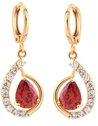 YAZILIND 18K Or Elégant Plaqué zircon Boucles d'oreilles Pendants d'oreilles Cubique pour les femmes Red Charme