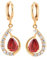YAZILIND 18K Or Elégant Plaqué zircon Boucles d'oreilles Pendants d'oreilles Cubique pour les femmes Red Charme