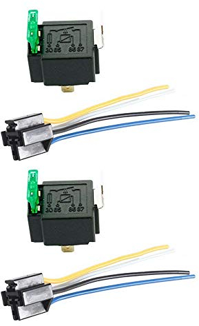 Mintice 2 X 12V 30A 4-Polig SPST KFZ Relais Öffner Schließer Wechselrelais Leistungsrelais Sicherung Buchse Stecker Motorrad Boot