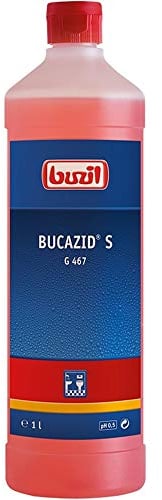 Buzil Sanitärreiniger Bucazid S G467, kraftvoller Reiniger für Bad und WC mit Geruchsblocker, rot, 1l