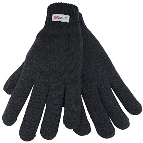 Herren Strick-Handschuhe - Thinsulate-Futter - L-XL - Schwarz