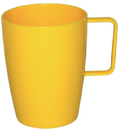Kristallon Polycarbonate Handled Beaker 284ml (10oz). Yellow. Handled. Box Quantity: 12.