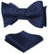HISDERN Fliege Herren Blau Fliege mit Einstecktuch Set Selbst Anzug Fliege Herren Dunkelblau und weiß Punktmuster Fliege fur Hochzeit,Party,Abschlussball,Smoking,Geschenk