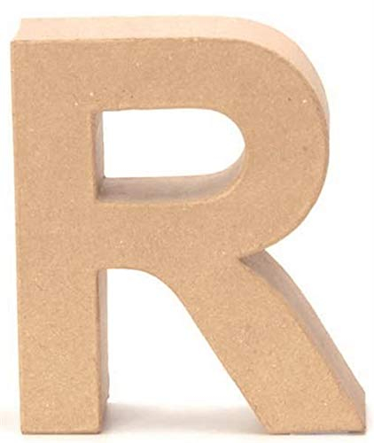 Papp-Buchstabe R 17,5x5,5cm Pappartikel Pappart Bemalen Basteln Dekorieren Braun Pappmaché