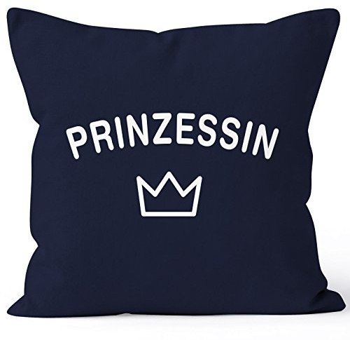 MoonWorks Kissenbezug Prinzessin Princess Krone Crown Kissen-Hülle Deko-Kissen 40x40 Baumwolle Navy 40cm x 40cm