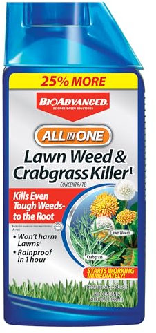 BioAdvanced 32OZ Weed/CRBGRS Killer - Kills Weeds & Crabgrass, Covers 12400 Sq Ft - Spray Form