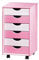Inter Link Cassettiera con Ruote Laminato, Bianco e Rosa
