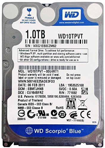 WD Blue Mobile WD10TPVT Disque dur interne 2.5'' SATA II 5200 tours/min 1 To