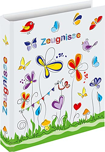 RNKVERLAG 46428 - Zeugnisringbuch Schmetterlinge für DIN A4 Formate mit 4 Ring-Mechanik, 1 Stück