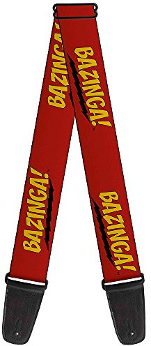 Buckle-Down GS-WBBT001 Guitar Strap - BAZINGA! Red/Gold/Black