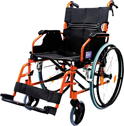 Aidapt VA165ORANGE Deluxe Leichtgewichtiger Rollstuhl aus Aluminium, orange