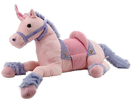 Sweety Toys Peluche 6403 Rainbow Unicorno XXL con Sella, 110 cm, Rosa-Viola