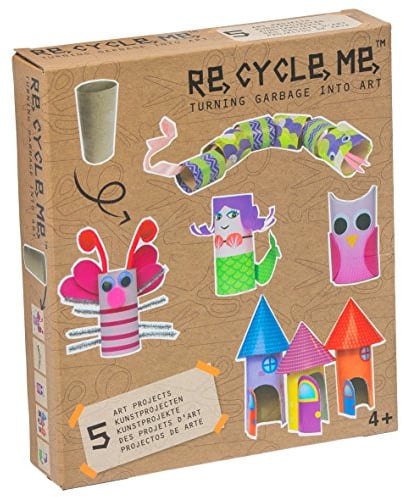 Re Cycle Me DEFG1060 Recycling Bastelspaß für 5 Modelle, Bastelset für 5 Kunstprojekte, Kreativset für Kinder ab 4 Jahre, Set zum Basteln mit Haushaltsmaterialien, Recycle Mich, Bastelmix