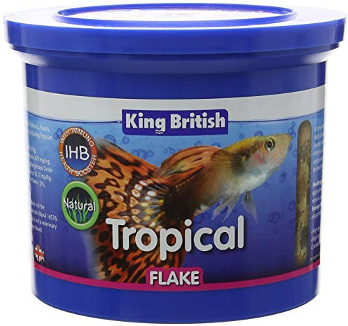 King British | Tropical Fish Flake With Immuno Health Booster | Complete Food for Tropical Fish | Helps Prevent Infection and Disease | High Protein Content | Includes Essential Vitamins | 200g