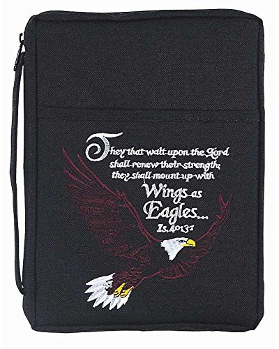 Schutzhülle für Bibel, bestickt, Polyester, 20,3 x 25,4 cm, mit Griff, Schwarz