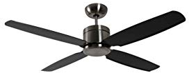 Pepeo Energiespar Deckenventilator Turno inklusive Fernbedienung, chrom, 132201303, Chrom Gebürstet/Schwarz