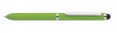 Online 31048/3D - 3-in-1 Multi Touch Pen Green, 2-Farb-Kugelschreiber & Touchpen in einem, Multifunktionsstift aus Metall, D1 Standardminen rot und blau, Stylus Tip, grün, Einzelstift