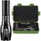 PEAKPLUS Super Bright LED Tactical Flashlight Zoomable Adjustable Focus 5 Modes Water Resistant Torch with Rechargeable 18650 Lithium Ion Battery & Charger