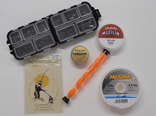 Fliegen Angeln Geschenk-Set, Box mit Fliegen und Zubehör, Geschenk Verpackung erhältlich (Set1)