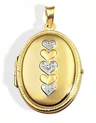 Goldmaid Damen-Medallion 333 Gelbgold 1 Diamant 0,005 Karat Herzen Weißgold