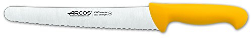 Arcos Cuchillo Pastelería/Cuchillo para Pasteles Acero Inoxidable Nitrum y Hoja 250 mm. Corta,ecciona y corta bases para pasteles. Serie 2900. Mango ergonómico polipropileno. Color amarillo.