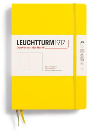 LEUCHTTURM1917 344801 Notizbuch Medium (A5), Hardcover, 251 nummerierte Seiten, Zitrone, Blanko