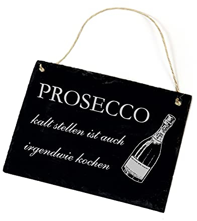 Schiefertafel Prosecco kalt stellen, ist auch irgendwie kochen - Schild aus Schiefer Motiv Sektflasche 22x16cm | Dekolando
