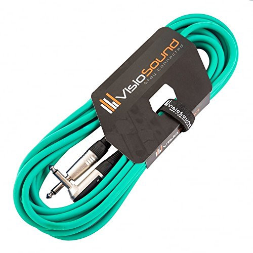 VisioSound Guitar Lead 6.35mm 1/4 Mono Jack to Angled Jack/Instrument Cable / 6 Colours 6m Green