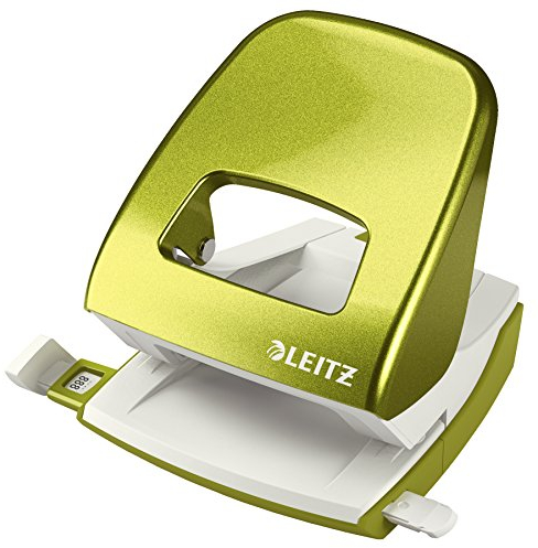 Leitz 50081023 Locher (30 Blatt, Anschlagschiene mit Formatvorgaben, Metall, WOW) metallic grün