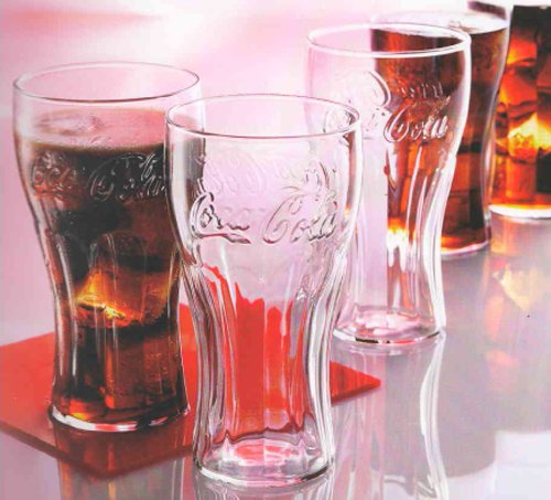 3 er Set Coca Cola Gläser Glas Konturgläser Konturglas 0,3 Liter