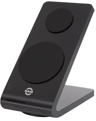 K&M 19850 Smartphone-Ständer Schwarz, hochglänzendes Acrylglas l - 45° Winkel - Handy-Halterung für Büro und Schreibtisch