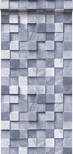 Esta Home Tapete 3D Holzoptik Blau 53 cm x 10.05 m