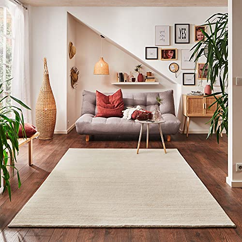 Steffensmeier Gabbeh Teppich Lori fein | Wolle, Natur beige, Größe: 250x350 cm Kurzflor Teppich für Wohnzimmer, Ethno Look