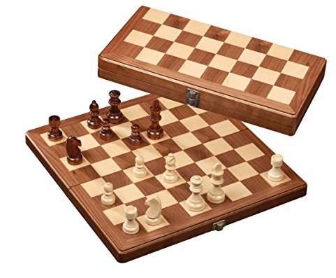 Philos 2626 - Schach, Schachspiel, Schachkassette Walnuss groß, Feld 42 mm, Königshöhe 80 mm, Holz
