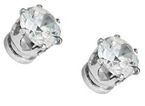 Mytoptrendz® Pair of Small 4mm Boys Mens Square Clear Crystal Gem Magnetic Stud Earrings Non-Pierced Earrings Magnetic Clip ON Ear Studs(Round 4mm)