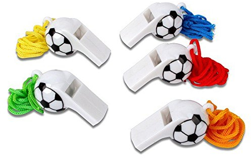 Schramm® 12er Pack Trillerpfeife Plastik Fußball Design Triller Pfeife Pfeifen Fußballpfeife Schiedsrichterpfeife Trillerpfeifen