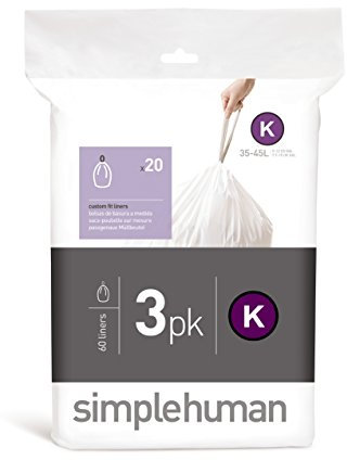 simplehuman Code K Plastic Custom Fit Bin Liner, White