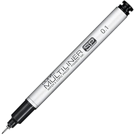 COPIC Multiliner SP 0,1 mm, Black, Aluminium Fineliner mit einer feinen Spitze und wasserbeständiger Pigmenttinte