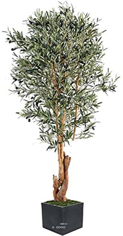Artificielles.com Olivenbaum im Topf, knetbarer Stamm, 150 cm