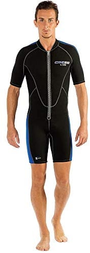 Cressi, Lido Man 2 mm, High Stretch Neopren Shorty Neoprenanzug, Herren, Schwarz-Blau, 3XL