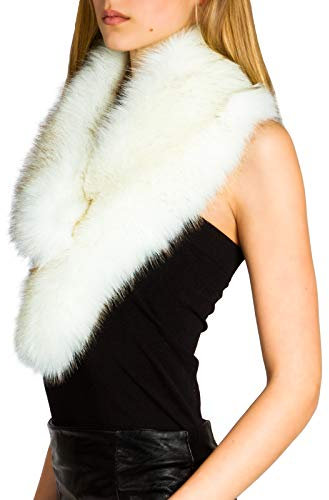 Caspar STO001 Damen Kunst Pelzkragen, Farbe:weiß, Größe:One Size