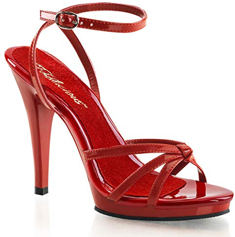 Pleaser Damen FLAIR-436 Peeptoe Sandalen, Rot (Red Pat/Red), 42 EU (9 UK)